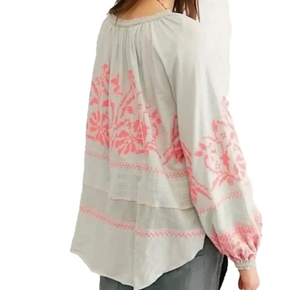 Free People Persuasion Embroidered Peasant Blouse